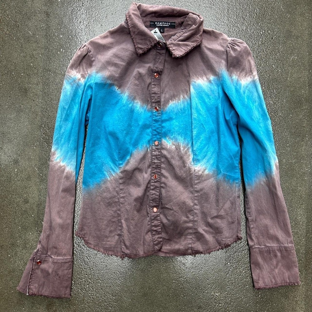 Vintage Rampage Clothing Company Tie Dye Size Large Cross Button Up Shirt